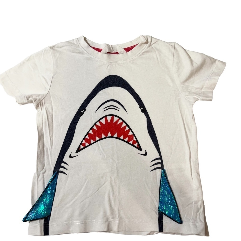 H&M | Kids Short Sleeve White Shark Graphic Tee- Size 2T